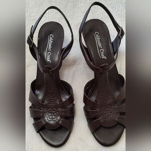 Coldwater Creek Dark Brown Floral Sandals